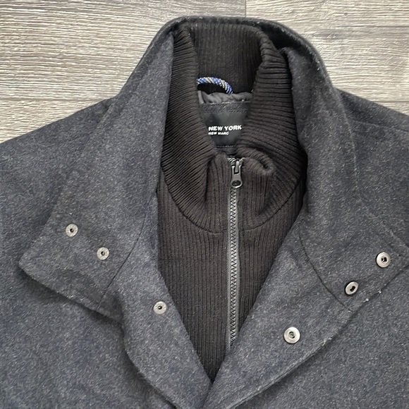 Andrew Marc | Mens Mid Length Wool Water Resistant Inner Bib Jacket XXL Charcoal - Picture 2 of 13